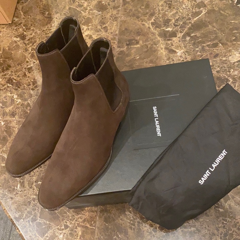 Saint Laurent Mid Heel Suede Men Shoes 25/41 M